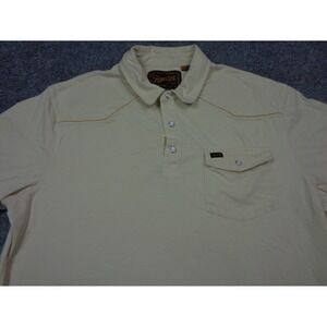 Howler Bros Ranchero Polo Shirt Men's L Beige Pearl Snap Button Cotton